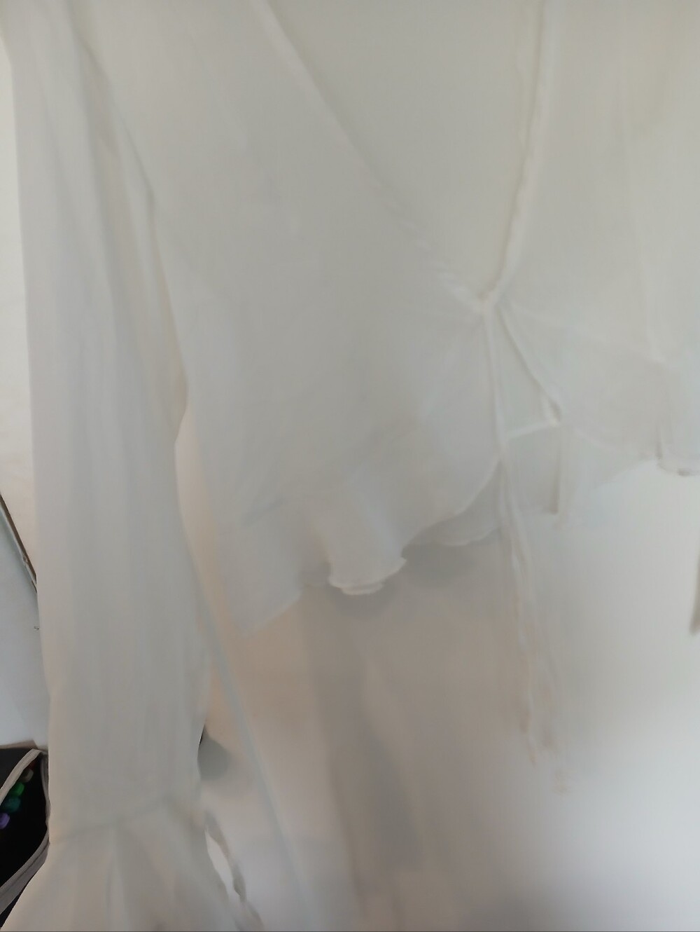 White Sheer Tie-Front Women’s Top - Picture 3 of 3